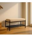 BANCO BEIGE TEJIDO-METAL 91 X 36 X 45 CM