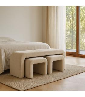 S/3 BANCO BEIGE DM-TEJIDO 126 X 43 X 50 CM