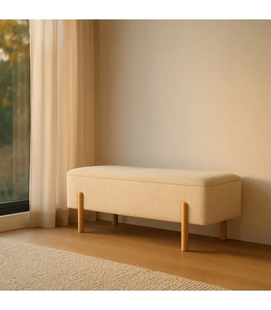 BANCO BAÚL CREMA DM-TEJIDO 122 X 42 X 45 CM