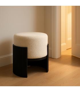 PUF BLANCO-NEGRO DM-TEJIDO 43 X 43 X 41 CM