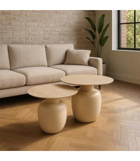 S/2 MESA AUXILIAR METAL-CERÁMICA SALÓN 60 X 60 X 47 CM