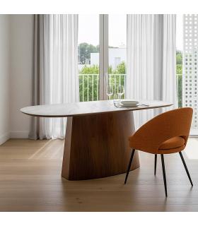 MESA COMEDOR BLANCO-MARRÓN DM-CERÁMICA 180 X 90 X 75 CM