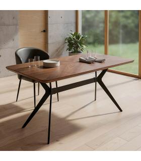 MESA COMEDOR MARRÓN-NEGRO DM-METAL 180 X 90 X 76 CM