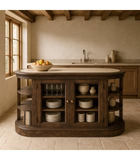 ISLA MÁRMOL/MADERA COCINA 140 X 50 X 80 CM