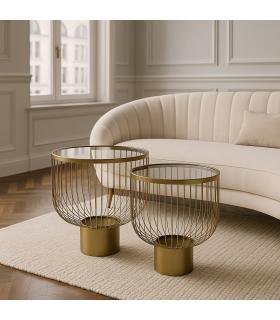 S/2 MESITAS ORO METAL-CRISTAL 50 X 50 X 54,50 CM