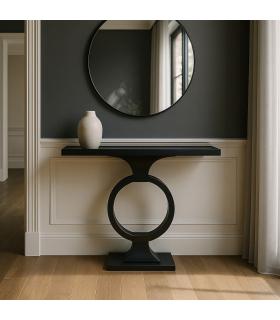 CONSOLA NEGRO METAL-CRISTAL 90 X 32 X 80 CM