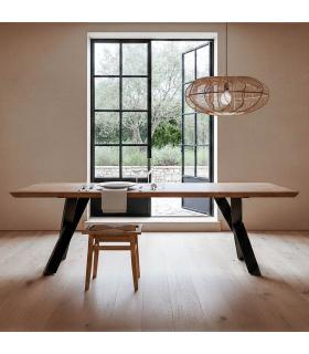 MESA COMEDOR NATURAL MADERA-HIERRO SALÓN 240 X 100 X 76 CM