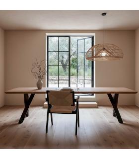 MESA COMEDOR NATURAL MADERA-HIERRO SALÓN 300 X 100 X 76 CM