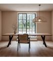 MESA COMEDOR NATURAL MADERA-HIERRO SALÓN 300 X 100 X 76 CM