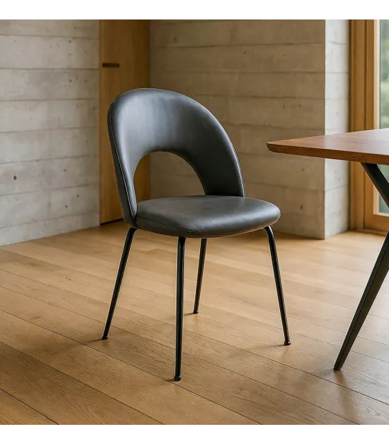 SILLA GRIS SIMIL PIEL CONTRACT 49 X 60 X 81 CM