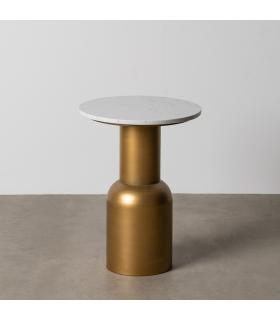 MESITA ORO-BLANCO METAL-MÁRMOL 40 X 40 X 54 CM