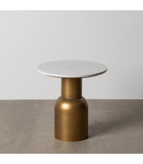 MESITA ORO-BLANCO METAL-MÁRMOL 45 X 45 X 46 CM