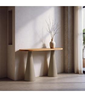 CONSOLA NATURAL-CREMA DM-METAL 120 X 40 X 76 CM