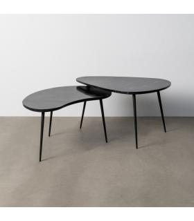 S/2 MESA CENTRO NEGRO MÁRMOL SALÓN 87 X 59 X 47 CM