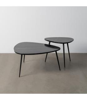 S/2 MESA CENTRO NEGRO MÁRMOL SALÓN 87 X 81 X 41 CM