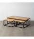 S/3 MESA CENTRO NATURAL MADERA-METAL 130 X 60 X 40 CM