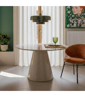 MESA COMEDOR ALTO BRILLO TAUPE DM 120 X 120 X 75 CM