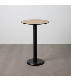 MESA ALTA NATURAL METAL-MADERA CONTRACT 65 X 65 X 100 CM