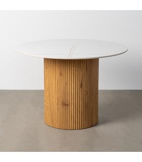 MESA COMEDOR BLANCO-NATURAL 110 X 110 X 76 CM