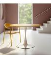 MESA COMEDOR NATURAL-BLANCO DM-METAL 100 X 100 X 75 CM