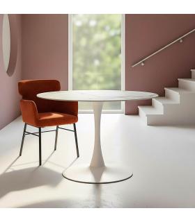 MESA COMEDOR BLANCO PIEDRA SINTERIZADA 100 X 100 X 75 CM