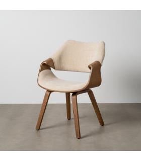 SILLA CREMA-MARRÓN TEJIDO-MADERA 61 X 56 X 82 CM