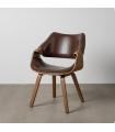Brown wood / faux leather chair 61 x 56 x 82 cm