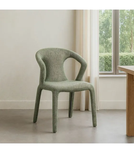 SILLA JASPEADO VERDE TEJIDO SALÓN 52,50 X 59 X 79 CM
