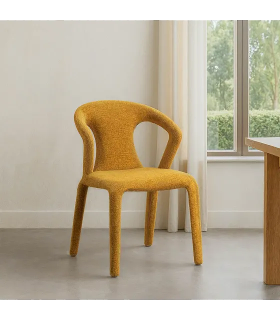 SILLA JASPEADO MOSTAZA TEJIDO SALÓN 52,50 X 59 X 79 CM