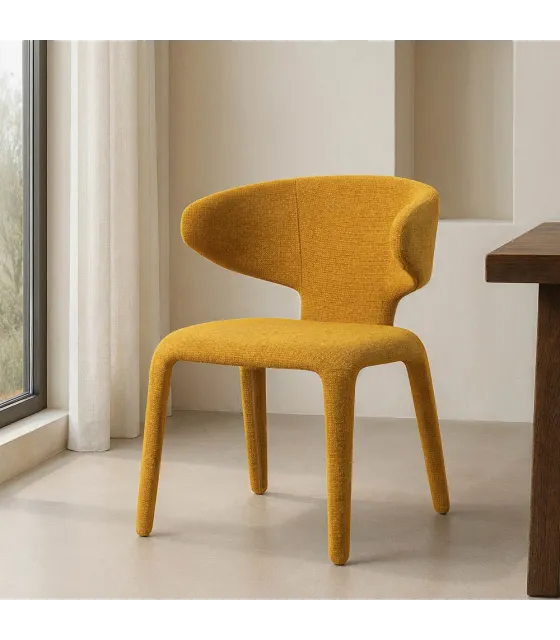 SILLA JASPEADO MOSTAZA TEJIDO SALÓN 58 X 60 X 81 CM