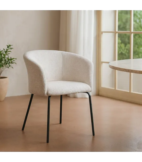 SILLA CREMA TEJIDO-METAL SALÓN 61 X 56 X 77,50 CM