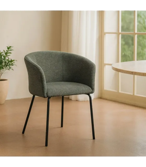 SILLA VERDE TEJIDO-METAL SALÓN 60,50 X 55 X 78,50 CM