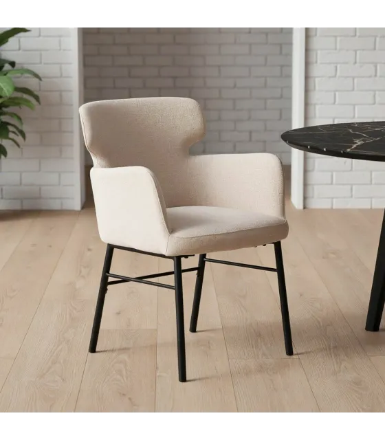 SILLA CREMA TEJIDO-METAL SALÓN 59,50 X 62,50 X 86 CM