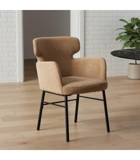 SILLA BEIGE TEJIDO-METAL SALÓN 59,50 X 62,50 X 86 CM