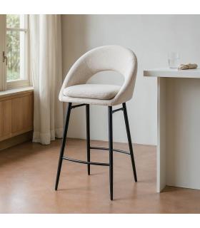 TABURETE CREMA TEJIDO-METAL CONTRACT 53 X 48 X 100 CM