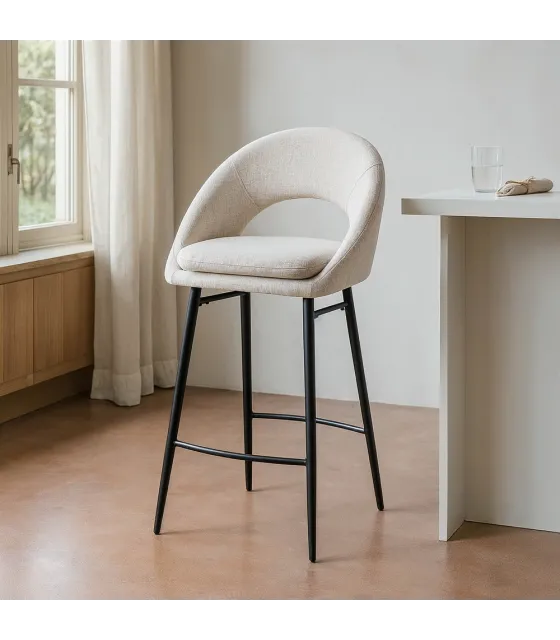 TABURETE CREMA TEJIDO-METAL CONTRACT 53 X 48 X 100 CM