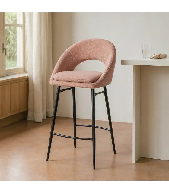 TABURETE ROSA TEJIDO-METAL CONTRACT 53 X 48 X 100 CM