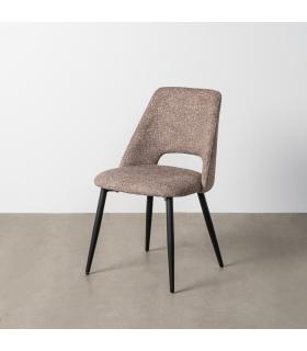 SILLA JASPEADO TAUPE TEJIDO-METAL 50 X 57 X 81 CM
