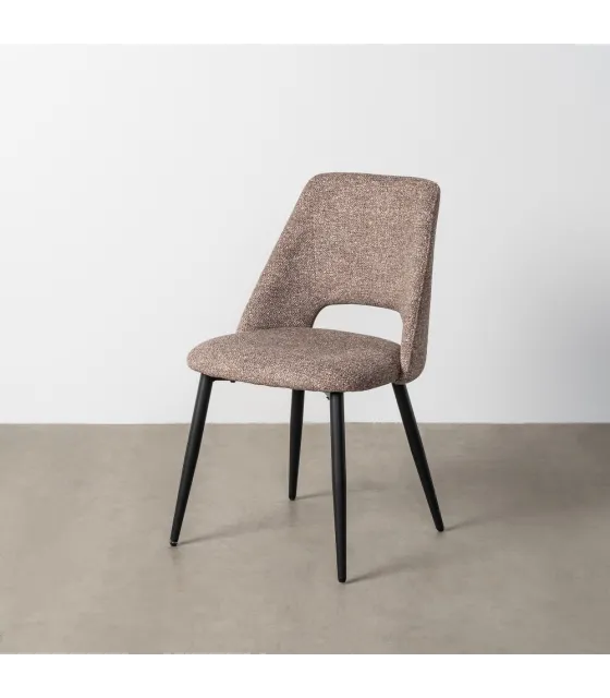 SILLA JASPEADO TAUPE TEJIDO-METAL 50 X 57 X 81 CM