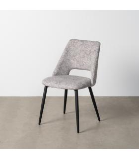 SILLA JASPEADO GRIS-BLANCO TEJIDO-METAL 50 X 57 X 81 CM