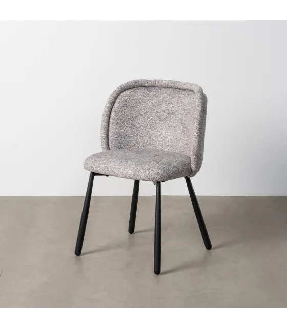 SILLA JASPEADO GRIS-BLANCO TEJIDO-METAL 56 X 56 X 78 CM