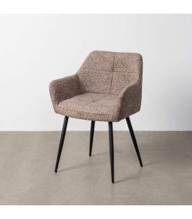 SILLA JASPEADO TAUPE TEJIDO-METAL 59 X 54 X 81 CM
