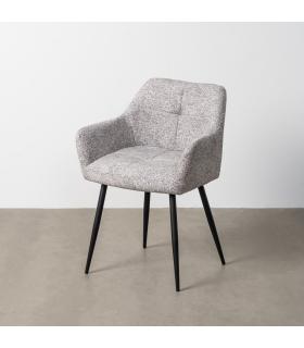 SILLA JASPEADO GRIS-BLANCO TEJIDO-METAL 59 X 54 X 81 CM