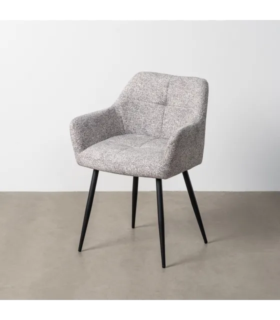 SILLA JASPEADO GRIS-BLANCO TEJIDO-METAL 59 X 54 X 81 CM