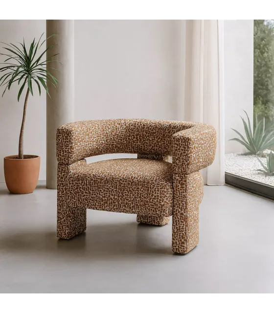 SILLÓN CAQUI TEJIDO SALÓN 81 X 72 X 69 CM