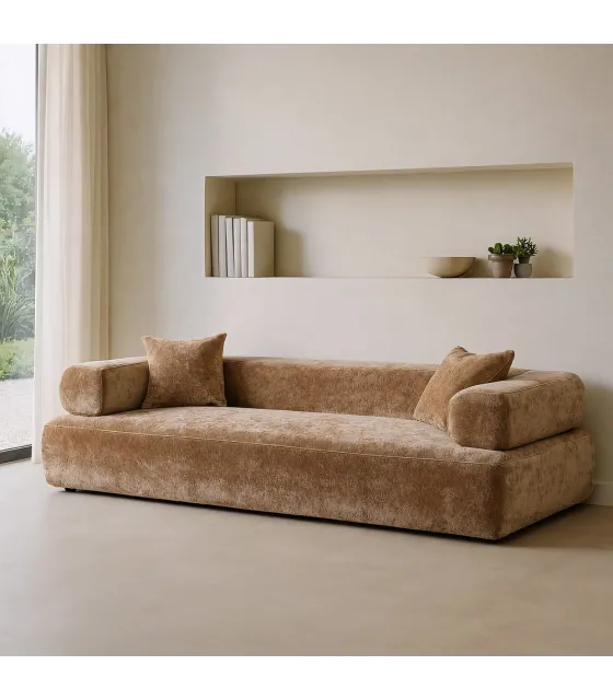 SOFÁ BEIGE TEJIDO SALÓN 245 X 100 X 64 CM
