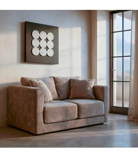SOFÁ 2 PLAZAS TAUPE TEJIDO-MADERA 165 X 96 X 86 CM