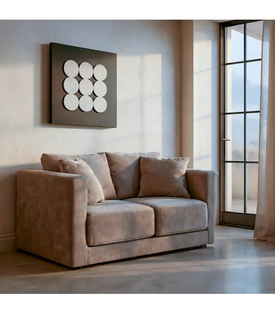 SOFÁ 2 PLAZAS TAUPE TEJIDO-MADERA 165 X 96 X 86 CM