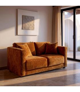 SOFÁ 2 PLAZAS OCRE TEJIDO-MADERA 165 X 96 X 86 CM