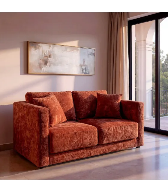 SOFÁ 2 PLAZAS TEJA TEJIDO-MADERA 165 X 96 X 86 CM